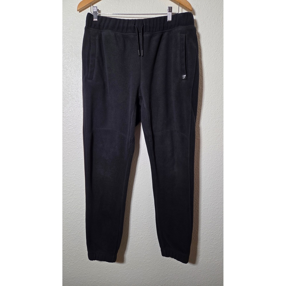 Gymshark Fleece Jogger Sweatpants Size Large Black Athletic Training Loungewear